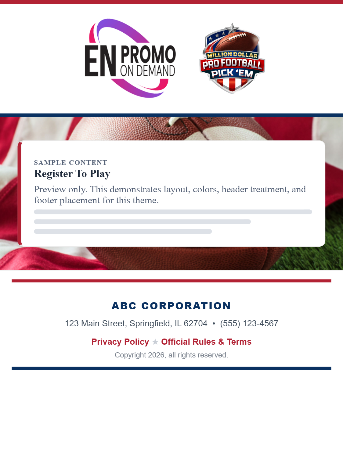 All-American sample layout